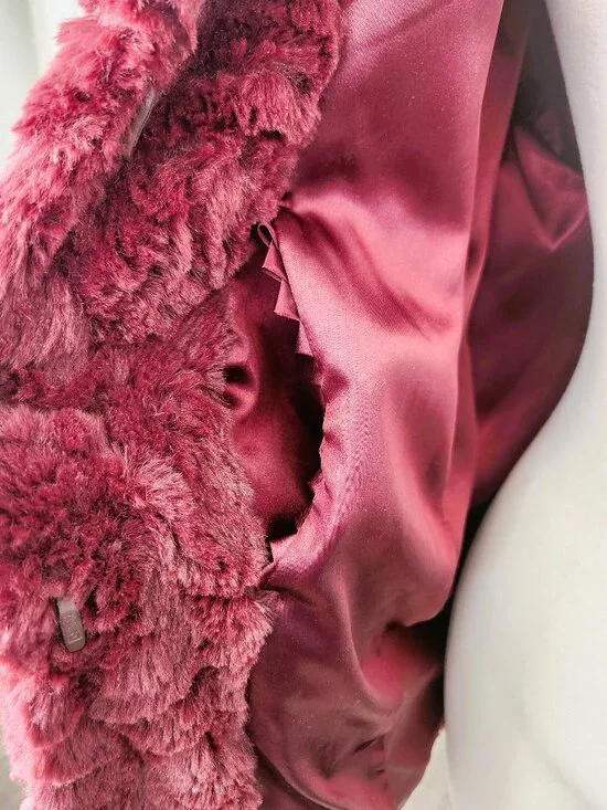 Dennis Basso Vintage Burgundy Faux Mink Fur Coat Size 1X - Picture 5 of 8